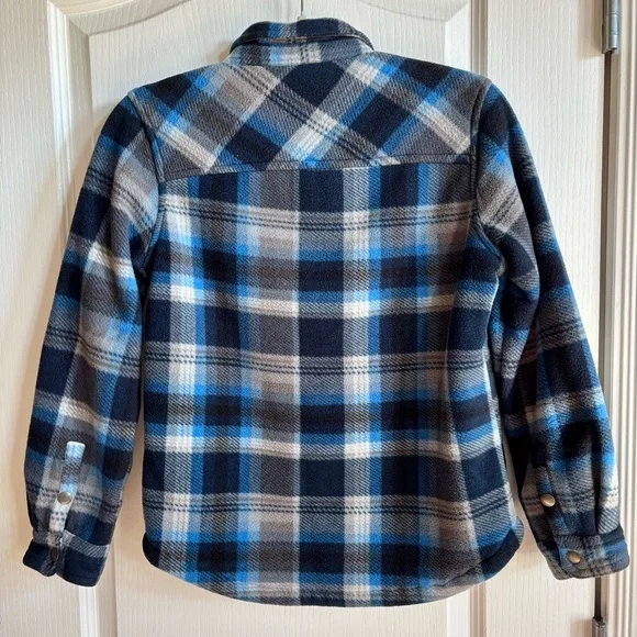 Boys Eddie Bauer Flannel Blue Plaid Sherpa Lined size 10/12 - Picture 3 of 8